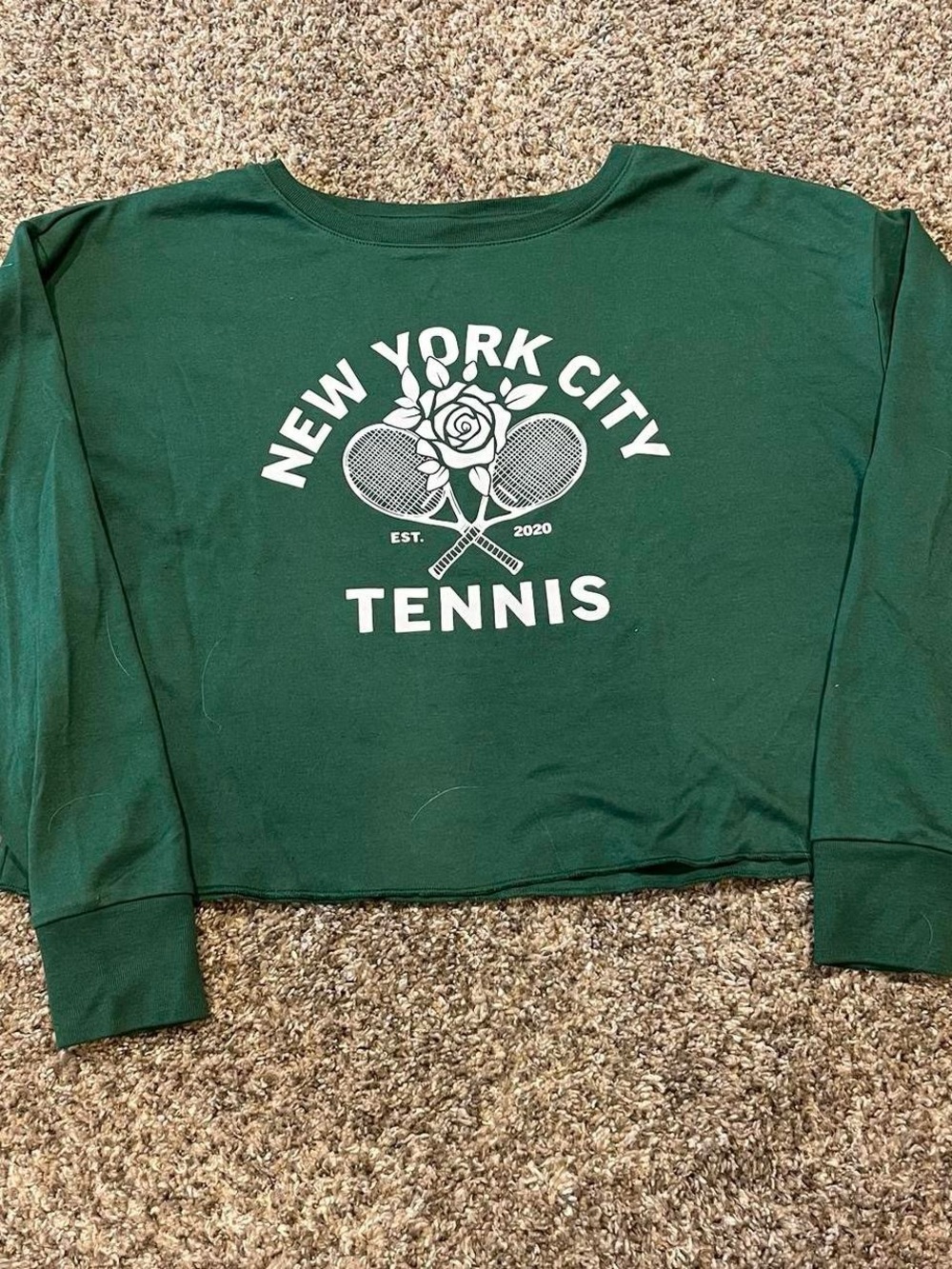 Free Assembly new york city tennis graphic long sleeve crop top